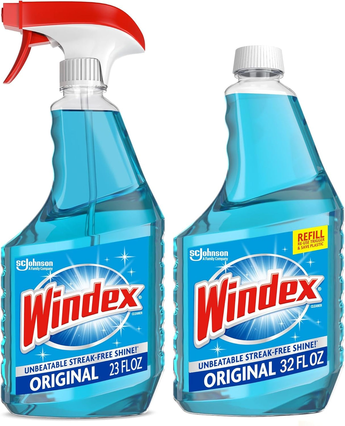 Windex Glass and Window Cleaner Spray Bottle, Packaging Designed to Prevent Leakage and Breaking, Surface Cleaning Spray, Original Blue Scent, 23 Fl Oz