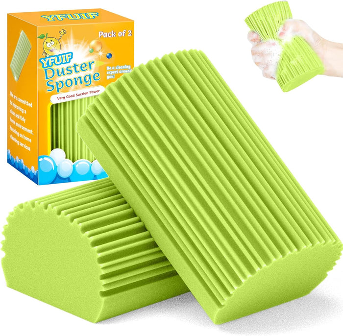 4 Pack Damp Clean Duster Sponge, Magic Sponge Eraser for Household Cleaning, Reusable Dusters Cleaning Supplies for Housekeeping, Dish, Blinds, Glass, Baseboards,Window Track Grooves and Faucets