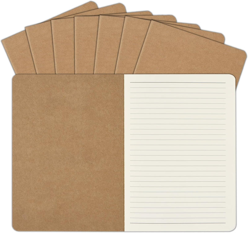 ZCZN 50 Pack A5 Kraft Notebooks Bulk, 8.15x5.5 Inches Lined Paper Journaling Notebooks, Notebooks for Work, Composition Notebooks for School, Journal Notebooks for Office, 60 Pages