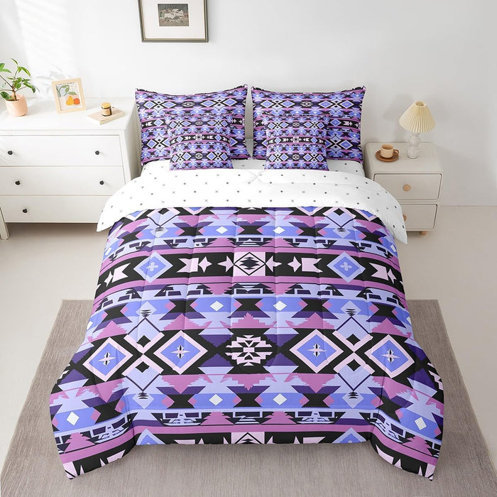 Feelyou Western Bohemian Bed Set Boys Girls Twin Size Nordic Style 7 Pieces Beeding Set Ultra Soft Native American Design Boho Bed in a Bag with Comforter, Sheets, Pillowcases Tribe