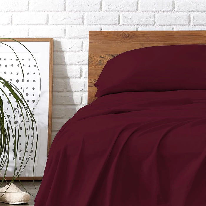 Carressa Linen 100% Egyptian Cotton King Size Sheets Set - 800 High Thread Count Egyptian Cotton Sheets King Size (4 PC, Classic Burgundy), Soft, Cooling, 16" Deep Pocket Sateen Weave Luxury Bed Sheet