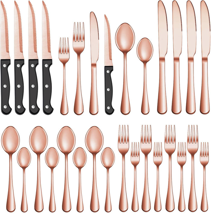 Silverware Set with Steak Knives Service for 4,Stainless Steel Flatware, Mirror Polished Cutlery Utensil Set for Home Kitchen Eating Tableware, Include Fork Knife Spoon, Dishwasher Safe