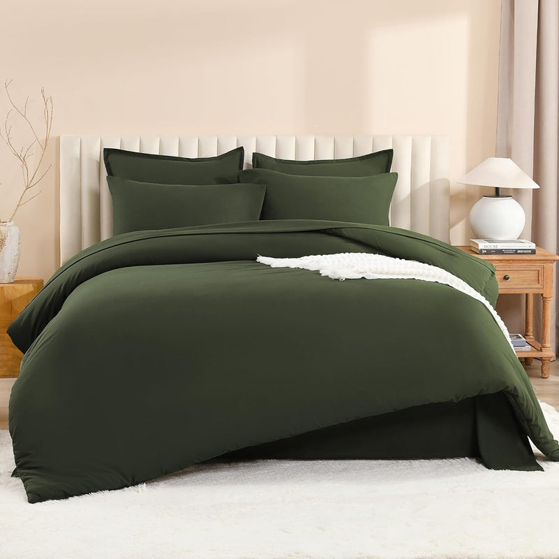 Litanika King Size Comforter Set Dark Emerald Green - 7 Pieces Bed in a Bag King Bedding Comforter Sets, Solid Lightweight Bed Set with Comforter, Sheets, Pillowcases & Shams