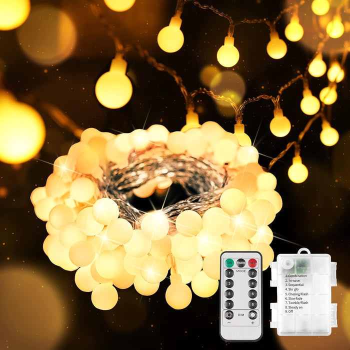 suddus String Lights for Bedroom, 33ft 100 Led Connectable Globe String Lights Indoor, Hanging Fairy Lights Plug in with Remote for Kids Room Dorm Classroom Outdoor Christmas Tree Decor, Warm White