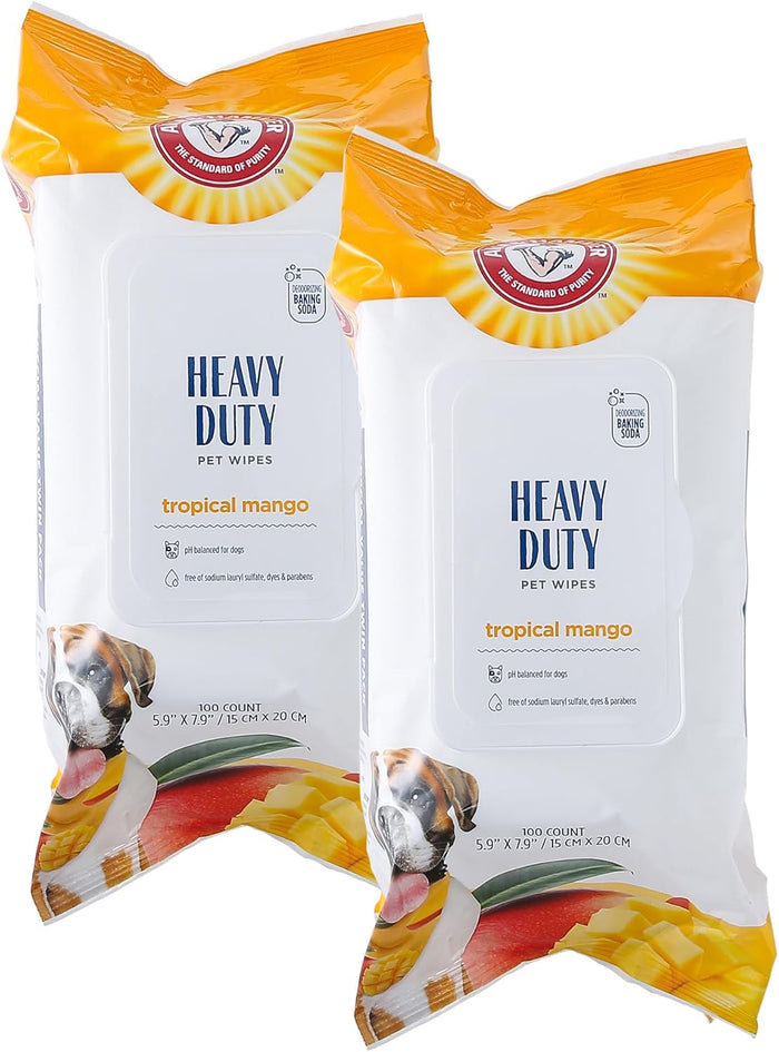 Arm & Hammer Dog Grooming Wipes - Natural Deodorizing Pet Wipe with Coconut - Travel Essential & Supplies for Dogs - Dog Whole Body & Face Cleaning - Odor Eliminator with Baking Soda Power - 100 Count