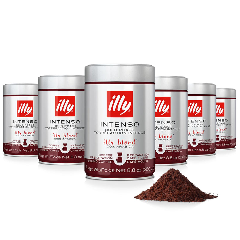 Illy Coffee, Ground Drip Forte, Extra Dark Roast, 100% Arabica Bean Bold Signature Italian Blend, No Preservatives, 8.8 Ounce (Pack Of 1)