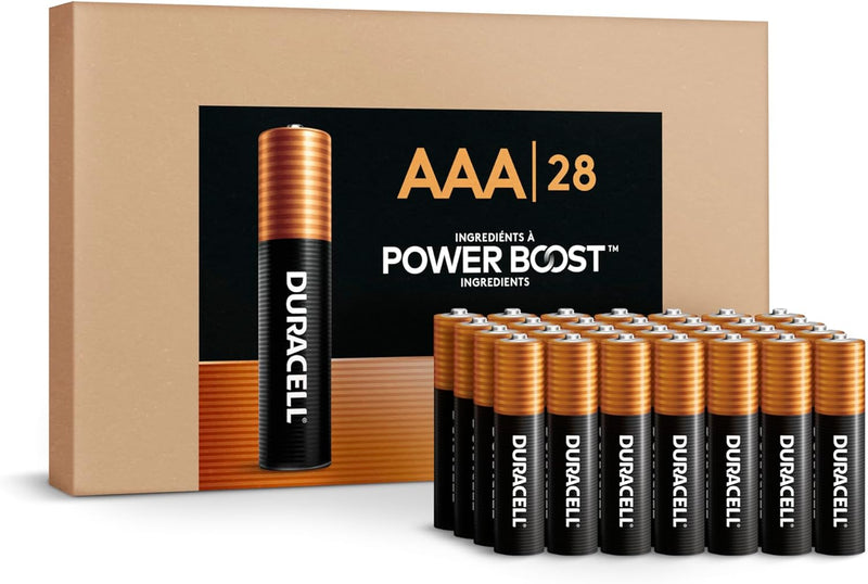 Duracell Coppertop AA Alkaline Batteries with POWER BOOST Ingredients, 28 Count, Long-Lasting Alkaline in Re-closable Pack for Quick Access and Organized Storage