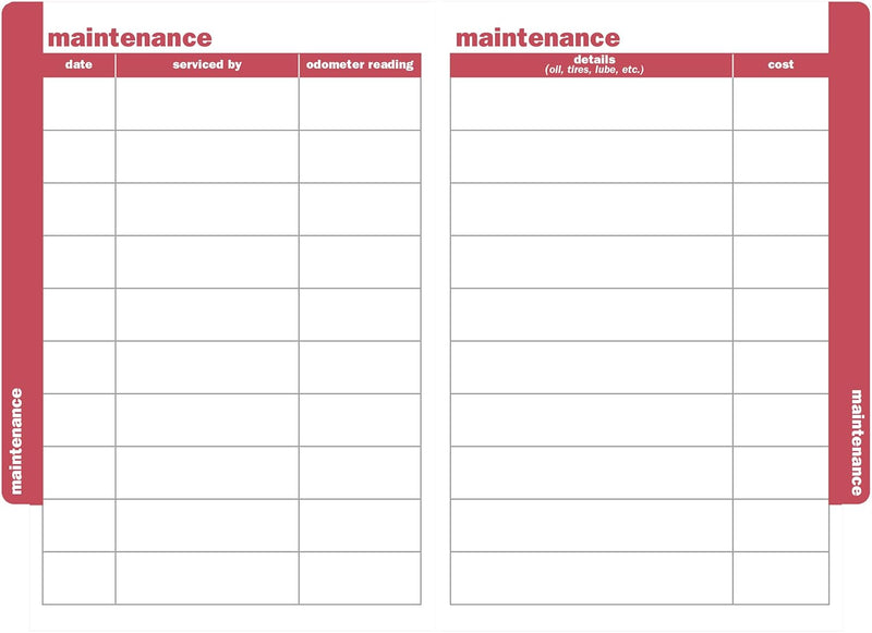 Auto Log Book (Mileage, Maintenance, and Expense Tracker)