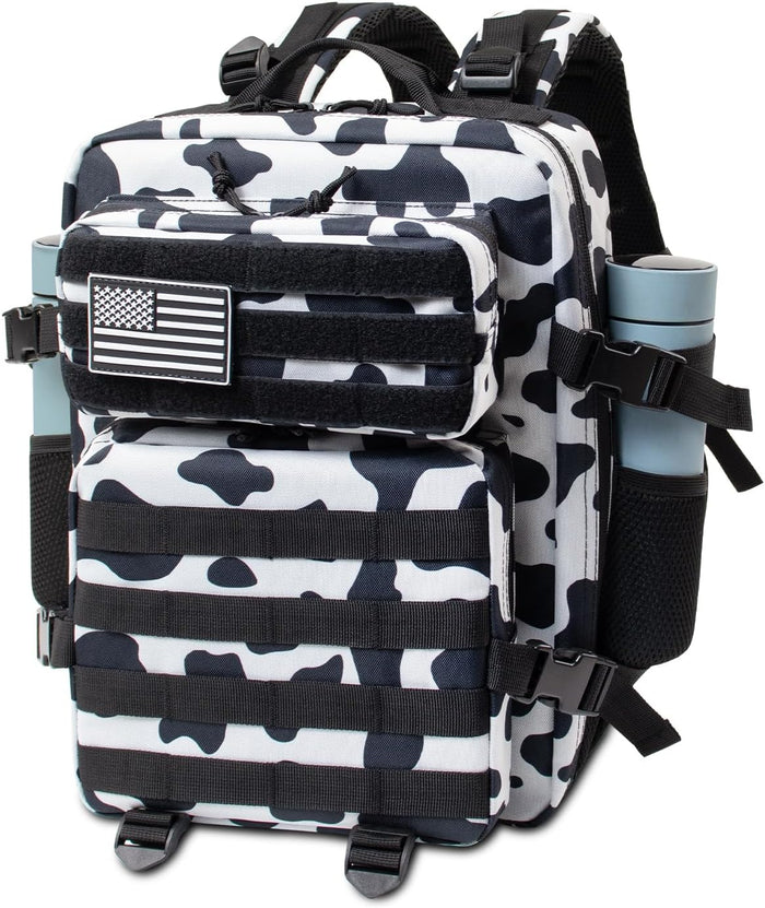 12L Mini Tactical Military Backpack for Women Army Assault Pack Bag Small Rucksack with Bottle Holder Work Gym Bag - 12L Cow Print Backpack Mini Small Workout Pack