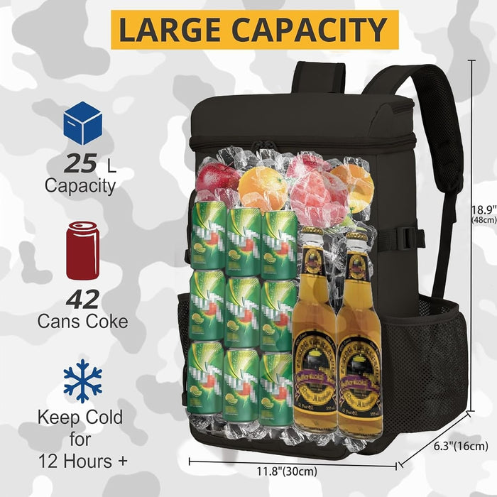 Tactical Backpack Cooler,Tactical Insulated Soft Cooler Bag Large Capacity Leakproof Back Pack,Portable Soft Cooler Bag Waterproof for Beach, Travel, Camping, Picnic, Hiking(Black)