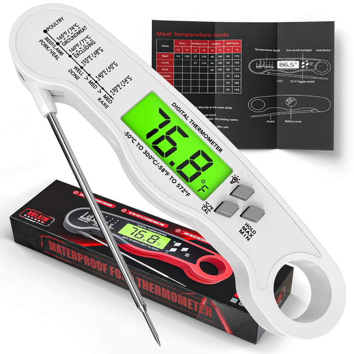 Meat Thermometer Digital - Instant Read Waterproof Food Thermometer with Backlight for Cooking, Grill, Candy, Kitchen & Stocking Stuffers for Men - Red