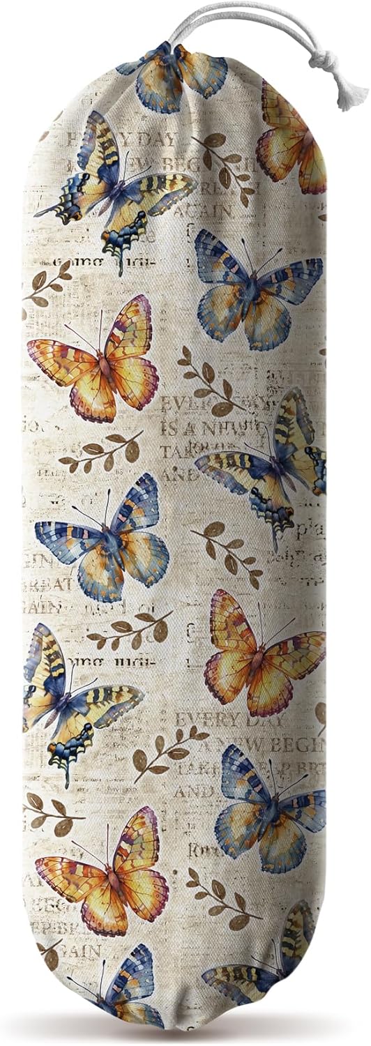Hglian Plastic Bag Holder Retro Highland Cow and Flowers Grocery Bag Holder Storage Organizer Extra Large