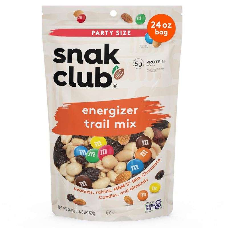 Snak Club Peanut Butter Chocolate Trail Mix with Peanuts, Peanut Butter M&M’S, Toffee Peanuts, and Pretzels, 11 oz Resealable Bag