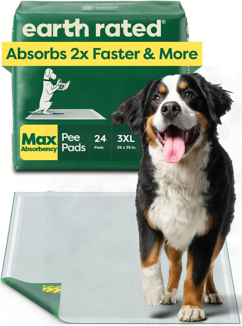 Earth Rated Max Absorbency Puppy Pee Pads for Dogs Absorbs 2X Faster & 2X More, Leak-Proof, Odor Control Potty Training, Unscented, XL, 28” x 34”, 40 Count