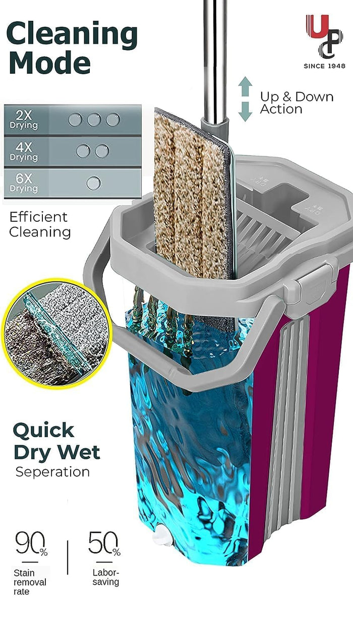 UPC Mop Bucket with Mopping Stick for Home Cleaning/Floor Cleaning Mop for Home/Pocha Bucket with Flat Mop/Moppers for Cleaning Floor