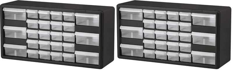 Akro-Mils 44-Drawer Plastic Drawer Storage Cabinet for Garage Organization, Bead Organizer, Building Bricks Storage, Teacher Toolbox, Makeup Organizer, 20-Inch W x 6-Inch D x 16-Inch H, 10144 Black