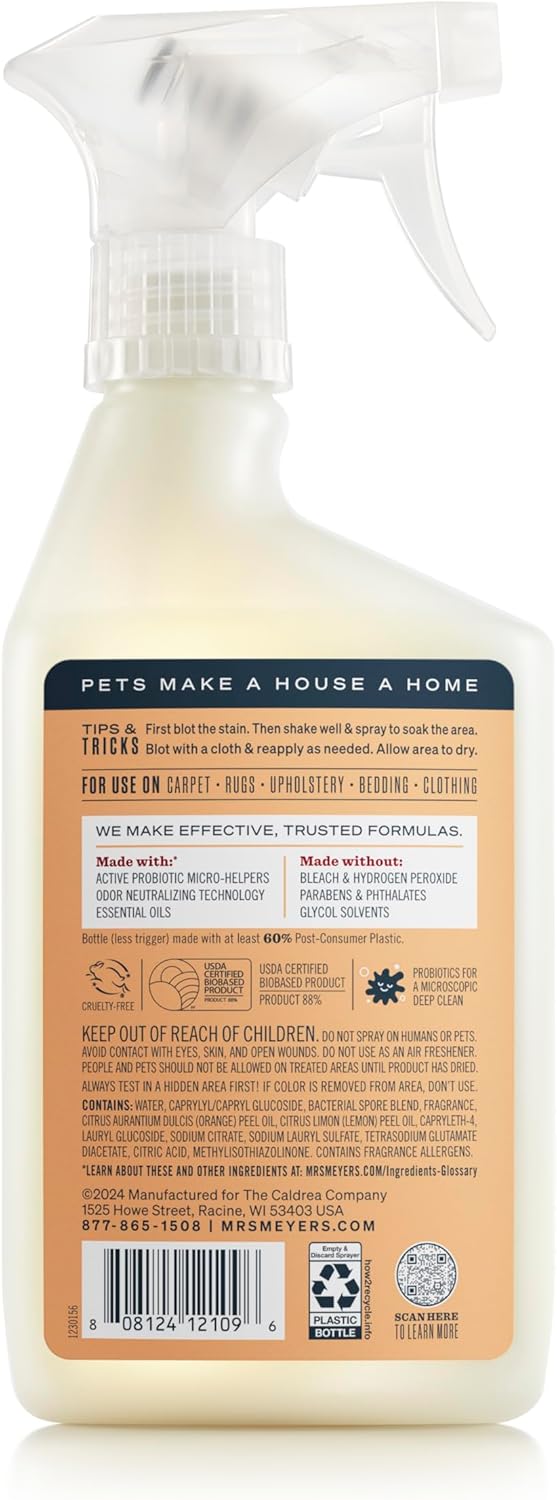 Mrs. MEYER'S CLEAN DAY Pet Stain & Odor Fighter, Orange Blossom Scent, 16oz