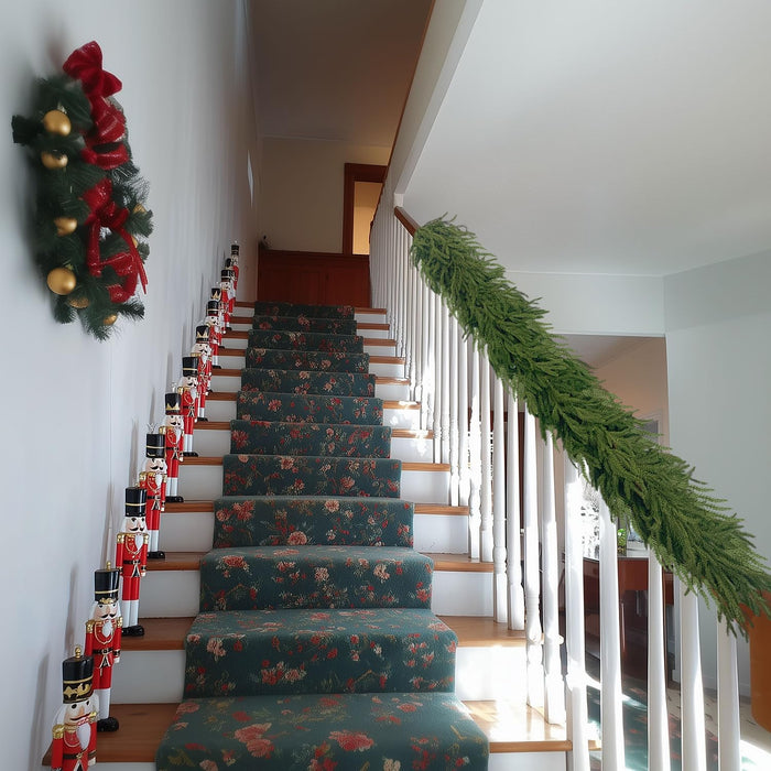 4 Pcs 6 Ft Artificial Norfolk Pine Garland, Real Touch Dense Faux Greenery Garland for Mantle, Table, Wall, Indoor & Outdoor Christmas Decorations