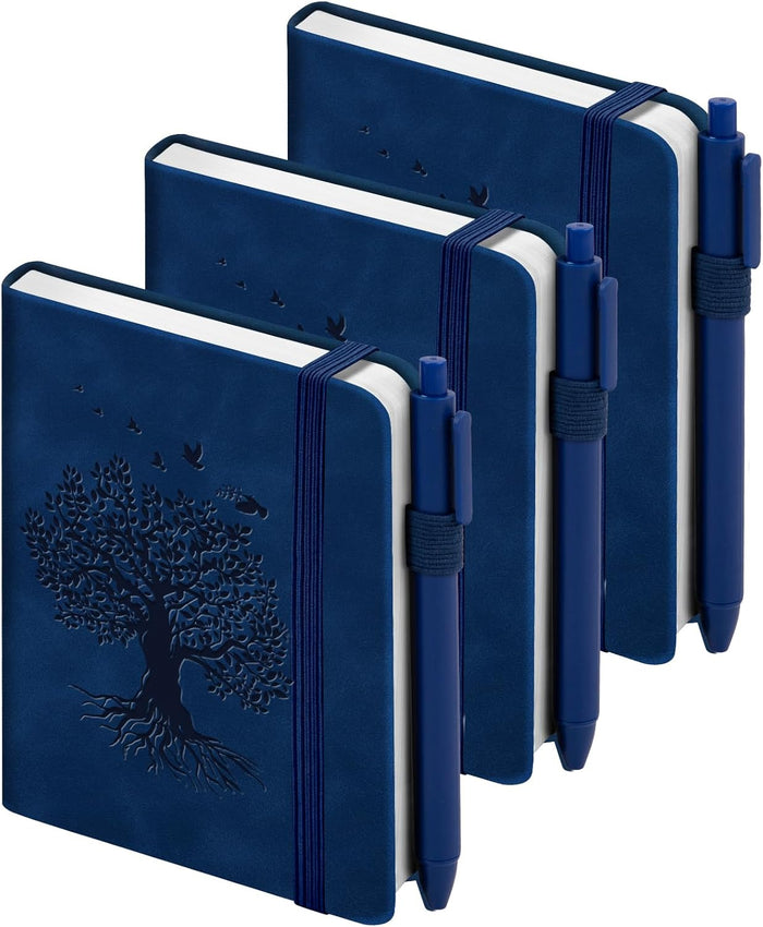 3 Pack Pocket Journaling Notebooks, A6 Small Notebook For Note Taking Journaling Notebooks Journals For Writing Mini Note Pads With Pen Holder 120 Pages 100 GSM Thick Paper-3 Aegean Blue