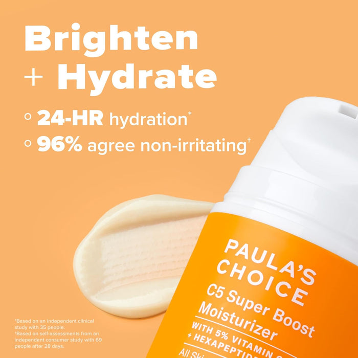 Paula's Choice C5 Super Boost Face Moisturizer with 5% Vitamin C & Squalane, Daily Face Lotion for Discoloration, Uneven Tone, Fine Lines & Breakout-Prone Skin, Fragrance-Free