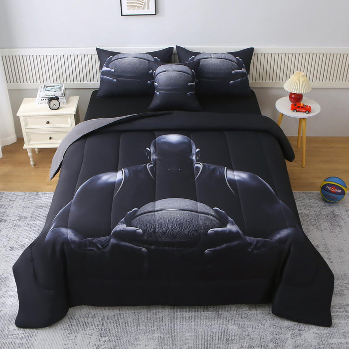 JQinHome Twin Baseball and Fire Comforter Sets for Boys,6 Piece Bed in A Bag 3D Sport Themed Bedding -All Season Soft Microfiber Bedding Sets with Pillowcase, Flat Sheet, Fitted Sheet,Cushion Cover