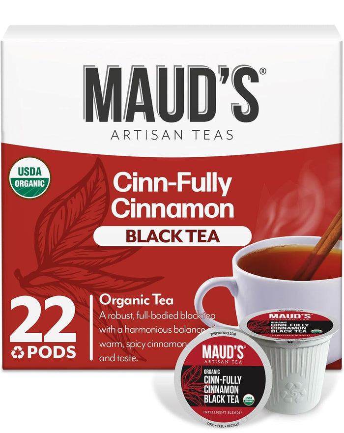 Maud's Organic English Breakfast Black Tea Pods, 24 ct, Recyclable Single Serve Pods – 100% Gourmet Blended Tea Leaves, Compatible with Keurig K Cups Maker