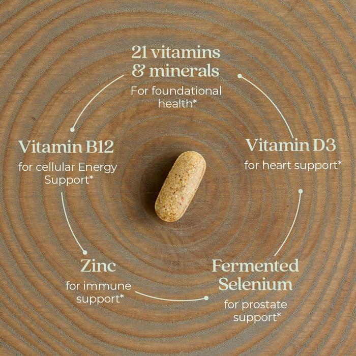 New Chapter Men's Multivitamin with Fermented Vitamin C, Vitamin D3, Vitamin B12, Selenium & Zinc - Every Man's One Daily, Made with Organic Vegetables & Herbs - 72 Tablets