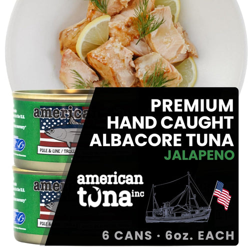 American Tuna Sushi-grade Wild Albacore Tuna Fish - No Salt Added, Wild Caught, MSC Certified, and Pole Caught | (6) 6 Ounce Cans | Super Premium Canned Tuna for Health and Flavor Enthusiasts!