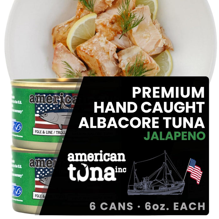 American Tuna Sushi-grade Wild Albacore Tuna Fish - No Salt Added, Wild Caught, MSC Certified, and Pole Caught | (6) 6 Ounce Cans | Super Premium Canned Tuna for Health and Flavor Enthusiasts!