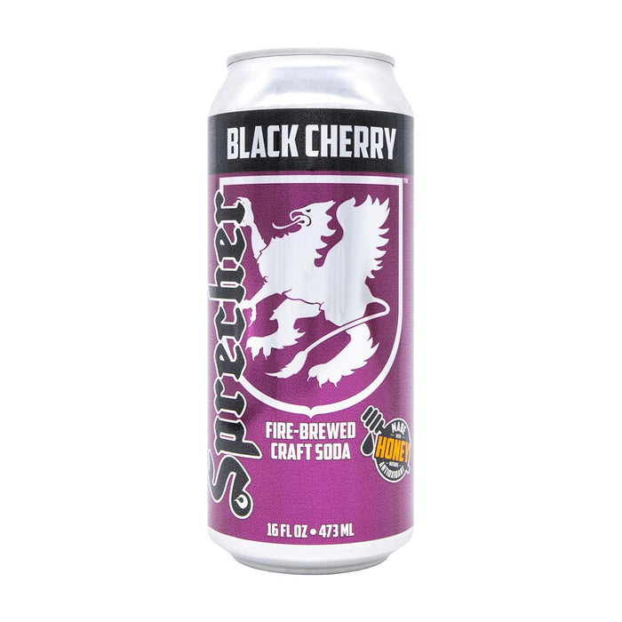 Sprecher Black Cherry Soda – Fire-Brewed with Real Honey & Door County Cherry Juice – Handcrafted, Caffeine-Free, Gourmet Beverage – 16 fl oz Cans (12 Pack)
