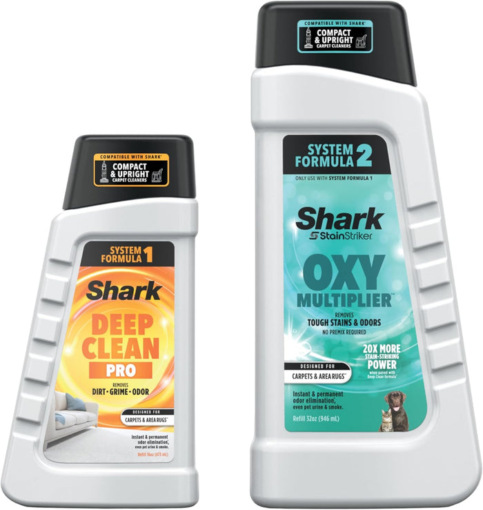 Shark CarpetXpert Deep Clean Pro Formula for All Shark Upright & Portable Carpet Cleaners, Formulated for all Carpets, Upholstery & Area Rugs, Eliminates Tough Pet Messes and Odors, 48oz, EXCM48