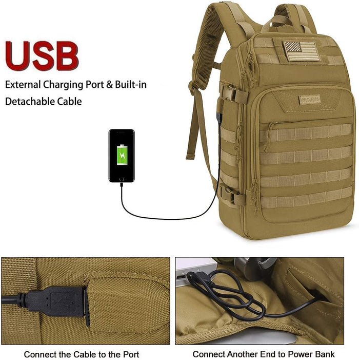 MOSISO 30L Military Tactical Backpack for Men, Army Backpack Military Daypack 3 Day Assault Pack Hiking Rucksack Bug Out Bag, Khaki
