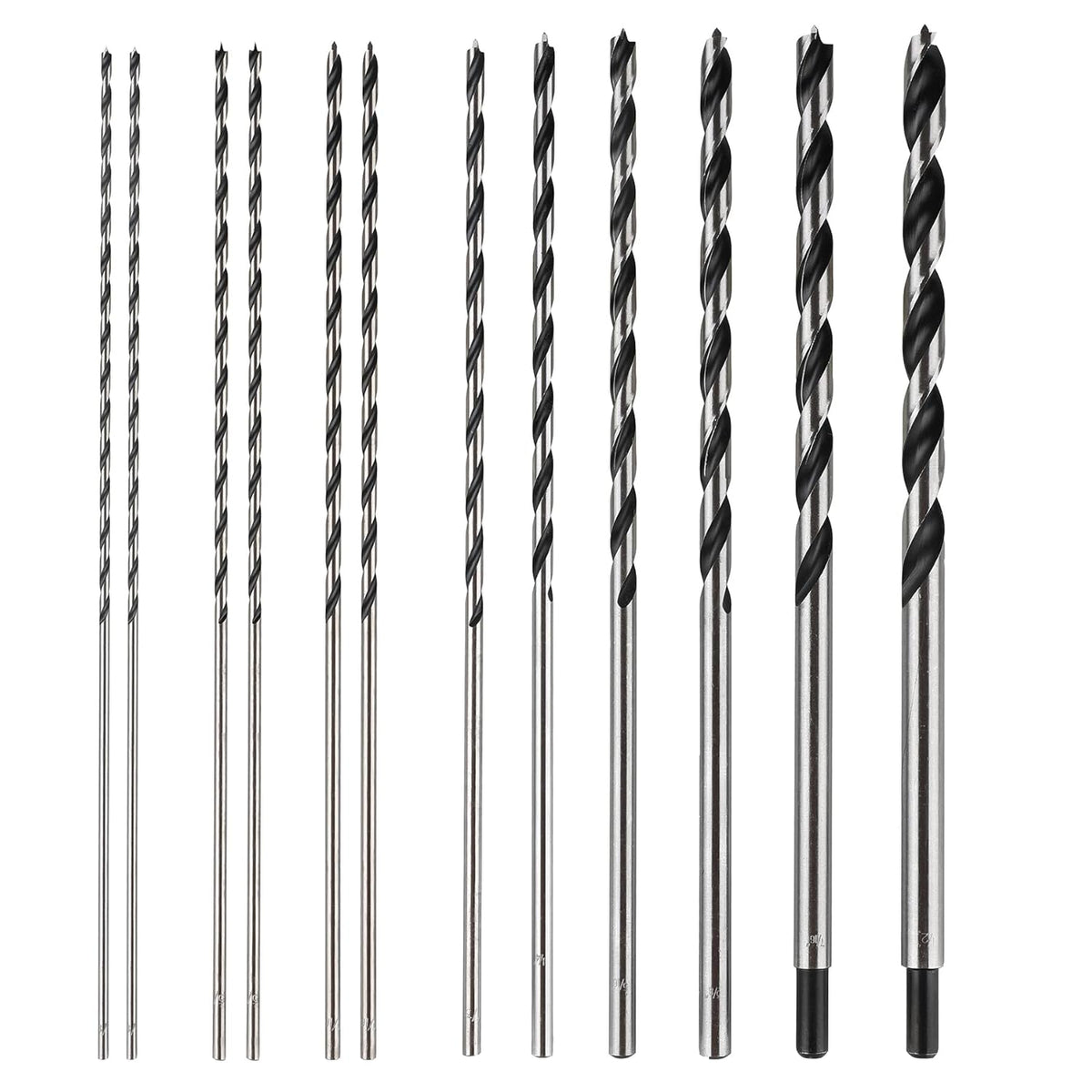 Brad Point Drill Bit Set 12Pcs (1/8" - 1/2"), Wood Drill Bit Set with Double Flutes Design for Hardwood, Plywood, Plastic Round Holes in All Types of Wood