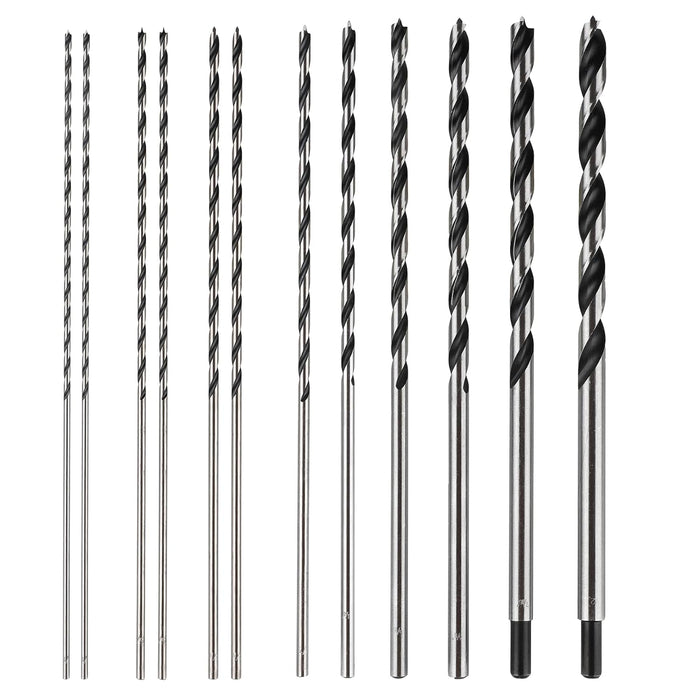 Brad Point Drill Bit Set 12Pcs (1/8" - 1/2"), Wood Drill Bit Set with Double Flutes Design for Hardwood, Plywood, Plastic Round Holes in All Types of Wood