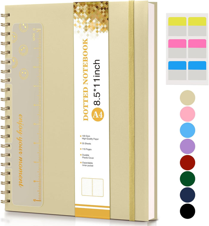 Graph Paper Notebook, Spiral Notebook Journal 8.5” x 11”, A4 Large Grid Notebooks for Women Men, 100 GSM Graph Paper, Plastic Hardcover Spiral Graphing Journals for Work School Engineerin, Yellow