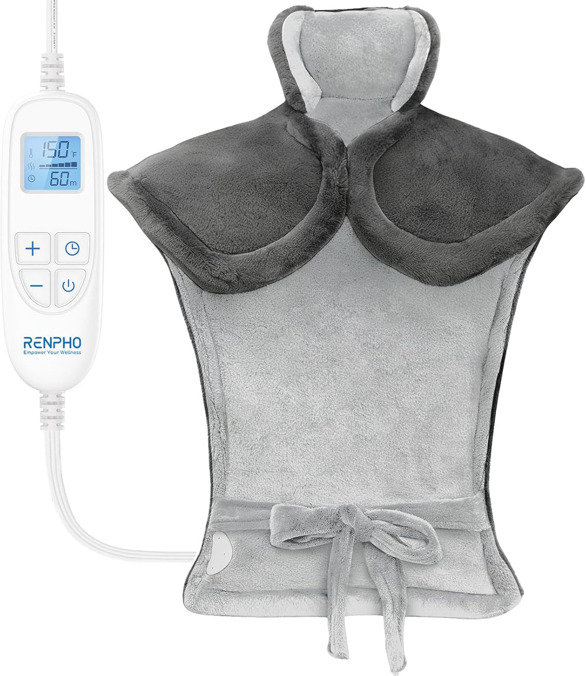 RENPHO Electric Heating Pad for Back Pain Relief, Birthday Christmas Gifts for Women Men Mom Dad Elderly, FSA Eligible Items Only List, Large Heat Pad for Neck Shoulders, 24"x33", ETL Certified, Gray