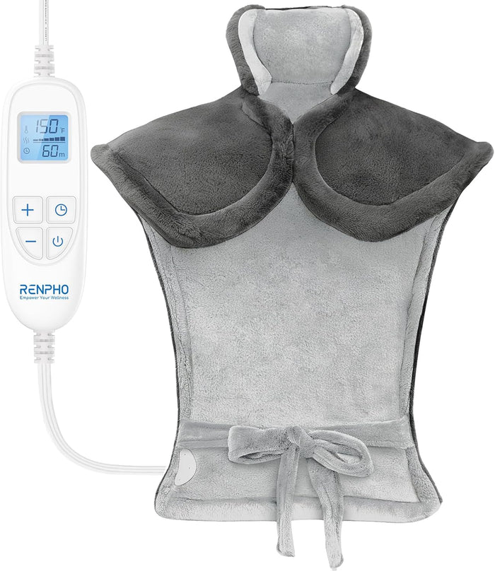 RENPHO Electric Heating Pad for Back Pain Relief, Birthday Christmas Gifts for Women Men Mom Dad Elderly, FSA Eligible Items Only List, Large Heat Pad for Neck Shoulders, 24"x33", ETL Certified, Gray