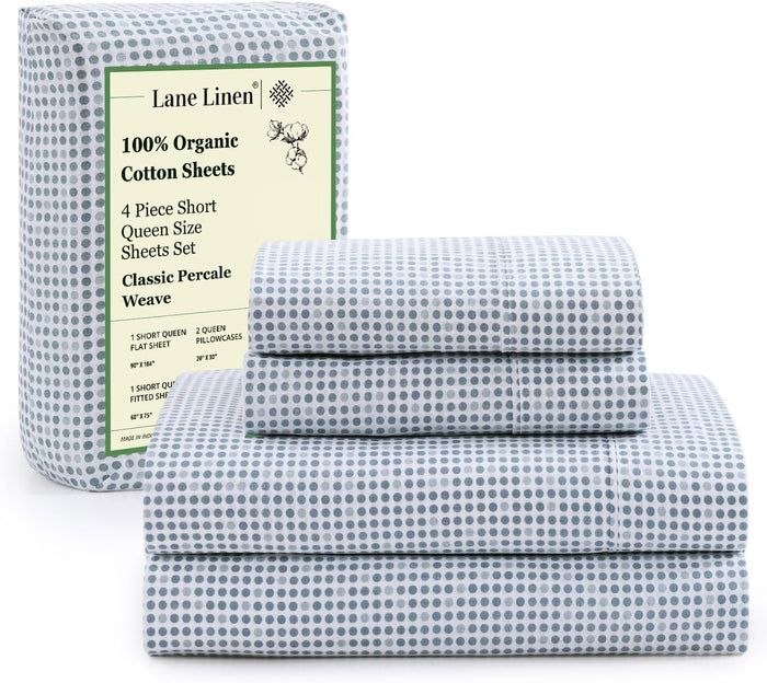 LANE LINEN 100% Organic Mercerized Cotton Pre Washed Full Size Bed Sheets, Soft & Comfy Low Pill Fade Resistance Fully Elasticized Oeko Tex Certified 15" Deep Pocket Full Sheet Set - White