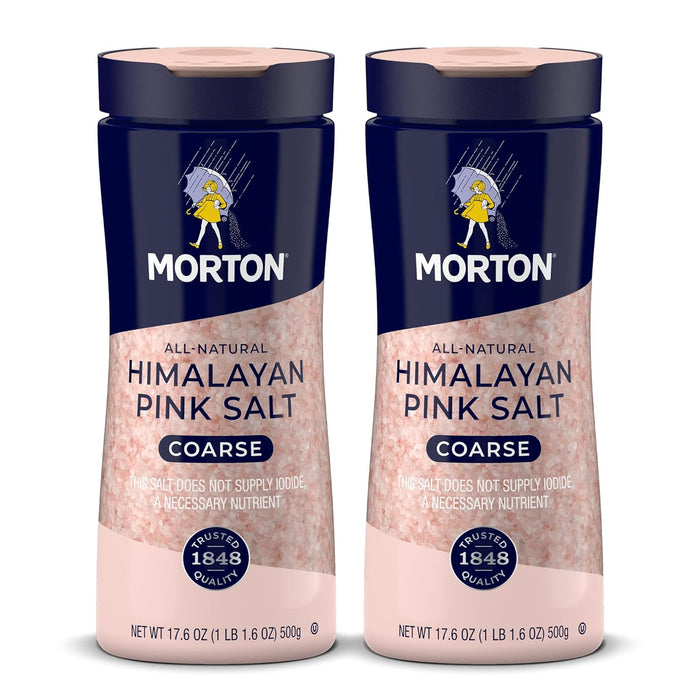 Morton All-Natural Coarse Himalayan Pink Salt, 17.6 Ounce (Pack of 12)