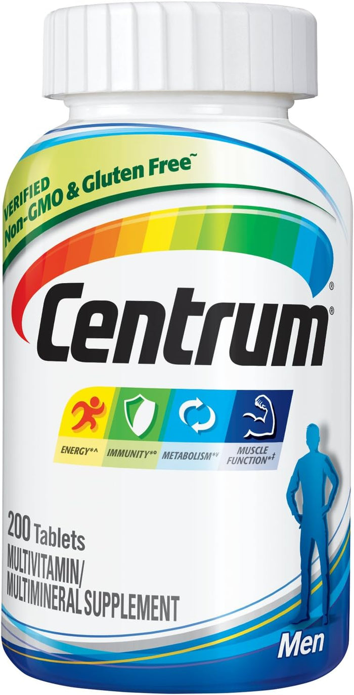 Centrum Multivitamin for Men, Multivitamin/Multimineral Supplement with Vitamin D3, B Vitamins and Antioxidants, Gluten Free, Non-GMO Ingredients - 200 Count
