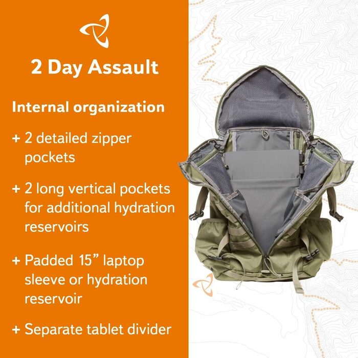 Mystery Ranch 2 Day Backpack – Tactical Daypack with Easy Access & Padded Computer Sleeve – Foliage, S/M