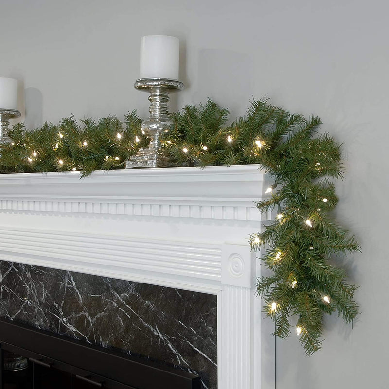 National Tree Company Pre-Lit Artificial Christmas Garland, Green, Norwood Fir, White Lights, Plug In, Christmas Collection, 9 Feet