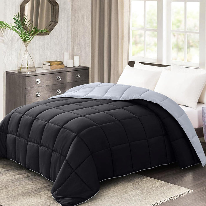 Homelike Moment Comforters Queen Size - Grey Duvet Insert Down Alternative Bed Queen Comforter, Lightweight Bedding Comforters Full Size Quilted Soft All Season Reversible Dark Gray/Light Grey