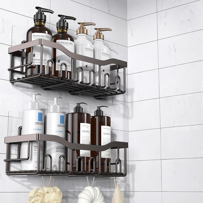 EUDELE 5-Pack Rustproof Stainless Steel Shower Caddy Set– No Drill Adhesive Bathroom Organizer, Space-Saving Shower Shelves for Apartment Essentials, Bathroom/Kitchen Storage Home Decor-L Size