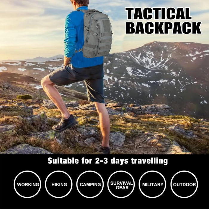 Small Tactical Backpack 12L Molle Bag Rucksack Army Daypack Military Daypack for Outdoor,Hiking (Grey)