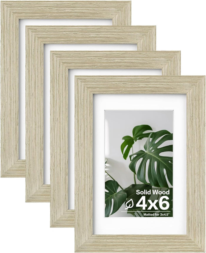 Egofine 8x10 Picture Frames Set of 4, Made of Solid Wood Covered by Plexiglass 4x6 and 5x7 with Mat or 8x10 without Mat, for Table Top Display and Wall Mounting Photo Frame Black