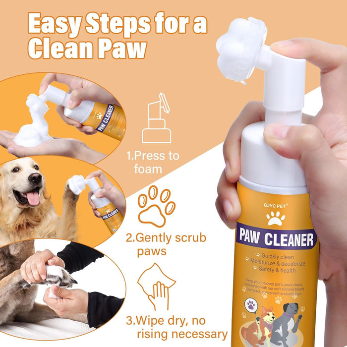 Paw Cleaner for Dogs & Cats, No-Rinse Foaming Pet Foot Washer with Built-in Scrubber Brush for Dirty, Muddy Paws – Suitable for Small, Medium & Large Dogs, Puppies, Kittens (5 fl oz)