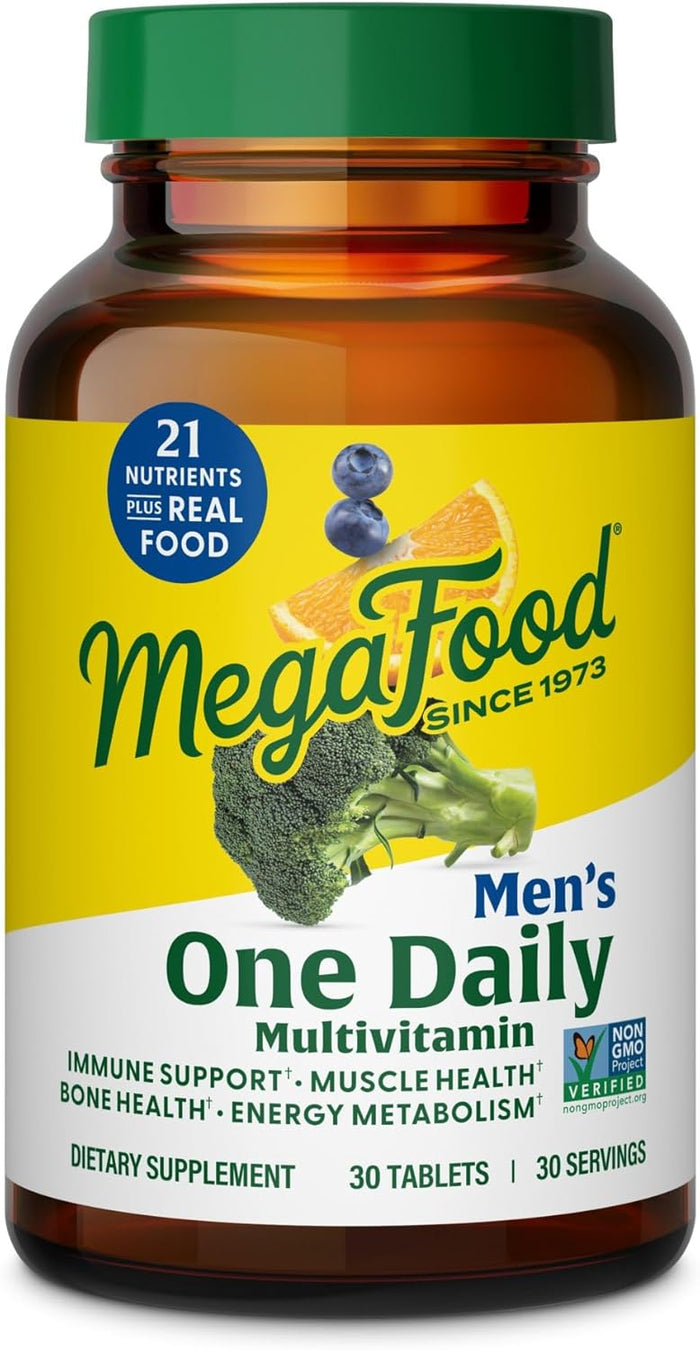 MegaFood One Daily Mens Multivitamins - Multivitamin for Men - Vitamin C, Vitamin D3 & Vitamin B12 - Muscle, Energy Metabolism & Immune Support - Vegetarian, Gluten Free - 90 Tablets, 90 Servings