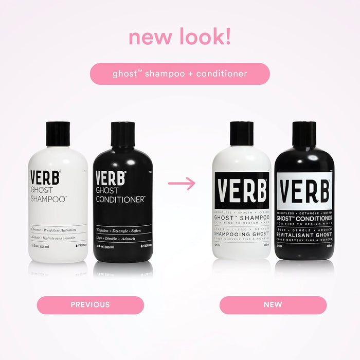 VERB Ghost Shampoo & Conditioner Duo Set - Infused with Moringa Oil -Cleanses + Moisturizes Fine and Weighed Down Hair - Vegan, No Parabens or Harmful Sulfates
