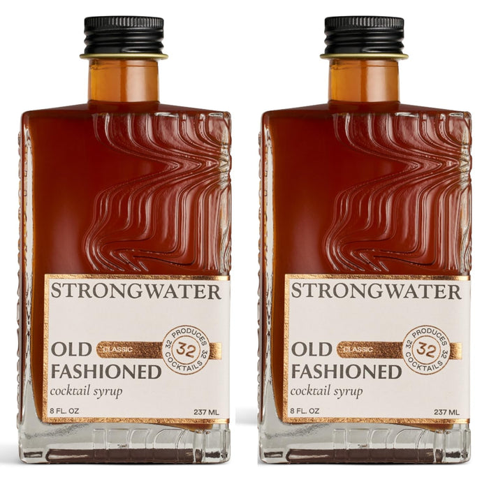 Strongwater Old Fashioned Mix - Makes 64 Cocktails - Handcrafted Old Fashioned Syrup with Bitters, Orange, Cherry, Organic Demerara Sugar - Craft Cocktail Mixer, Just Mix with Bourbon,Whiskey - 2 Pack